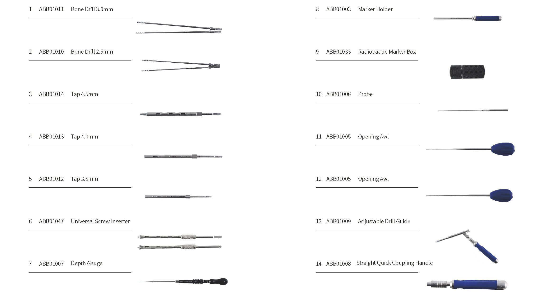 Occipito-Cervico-Thoracic Posterior Fixation Instruments Occipito-Cervico-Thoracic Posterior Fixation Instruments